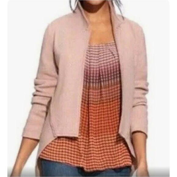 CAbi Rosewater Boiled Wool Valentina Open Front Blazer Jacket in Blush Pink M - Picture 3 of 9